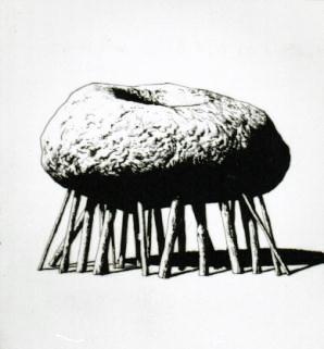 STONE SUPPORTED BY WOODS